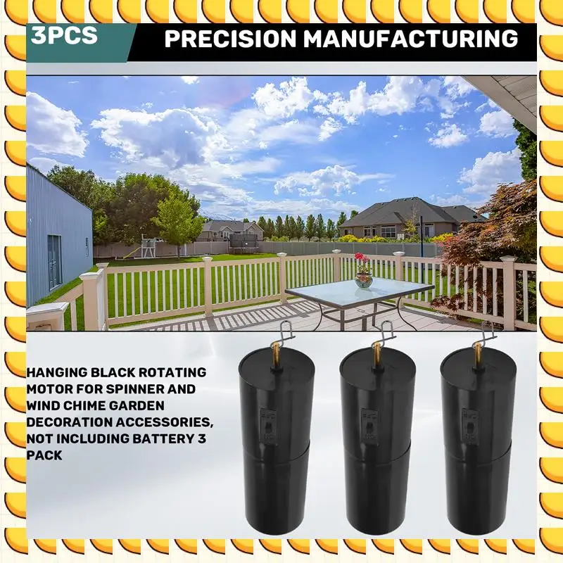 

BAAU Hanging Black Rotating Motor For Spinner And Wind Chime Garden Decoration Accessories, Not Including Battery 3 Pack