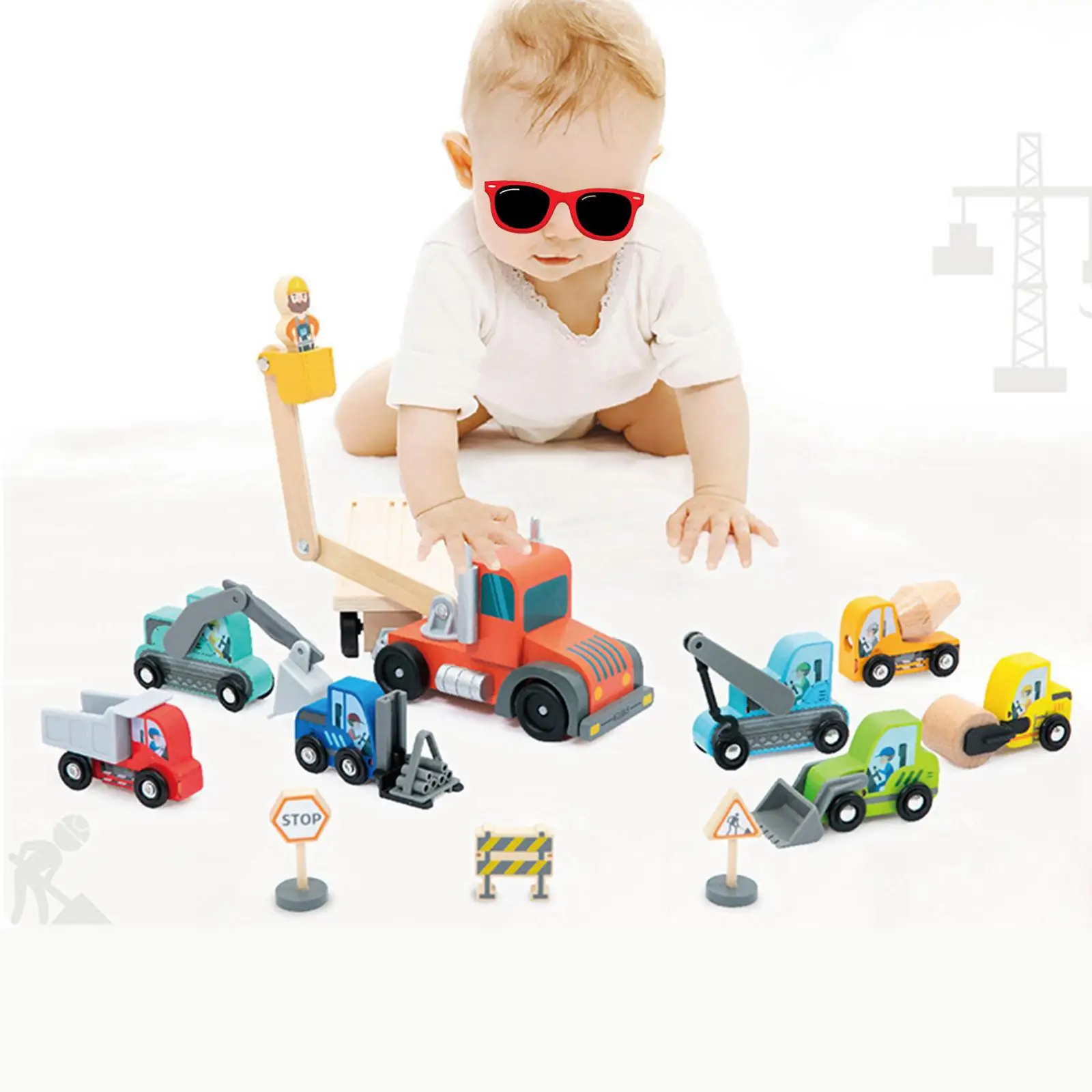 8 Pieces Construction Vehicle Toy Vehicles Building Toy Set for Kids Gifts