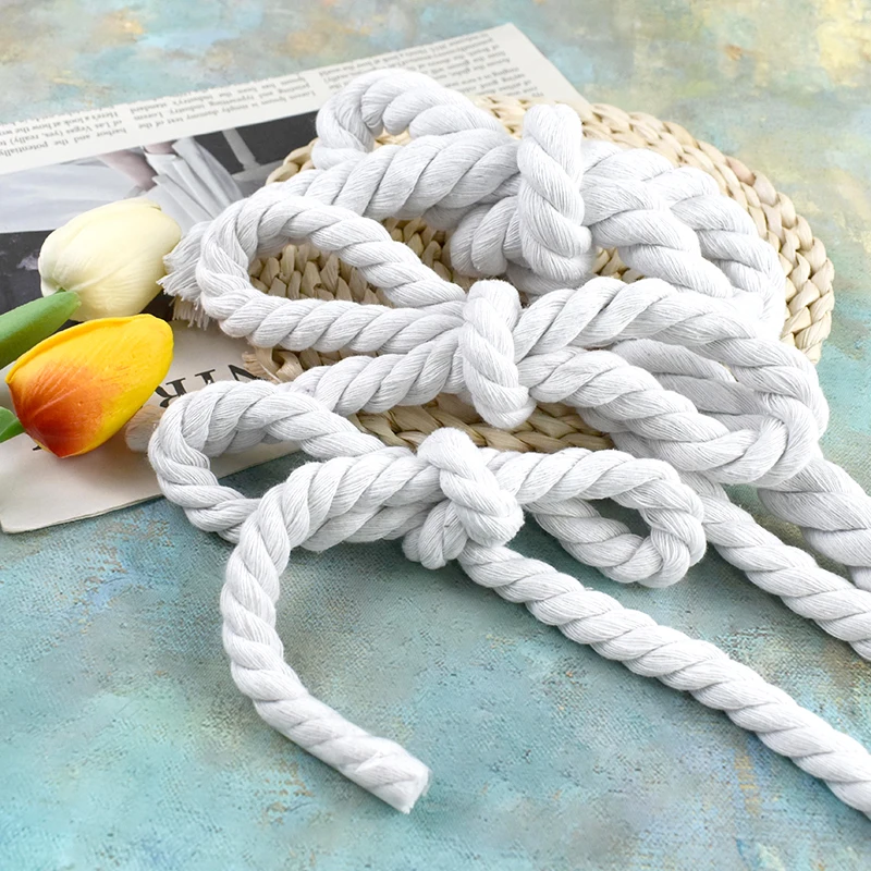 

5M 5-20mm White Cotton Rope for Sewing 3 Shares Twisted Macrame Cord Bag Belt Braided Drawstring Ropes DIY Clothes Accessories