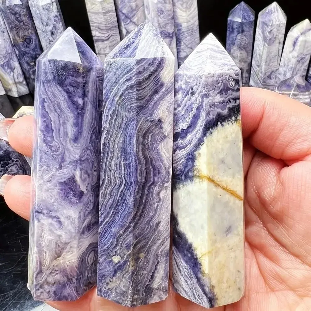 Natural Purple Malachite Crystal Tower, 6-Sided Faceted Healing Point, Meditation Stone for Home Decor, Reiki Chakra