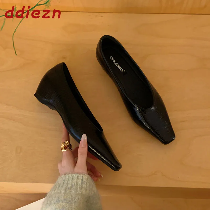 Fashion Pointed Toe Women Low Heel Pumps Shoes New In Spring Summer Female Shallow Footwear Dress Ladies Heeled Slip On Shoes view 2