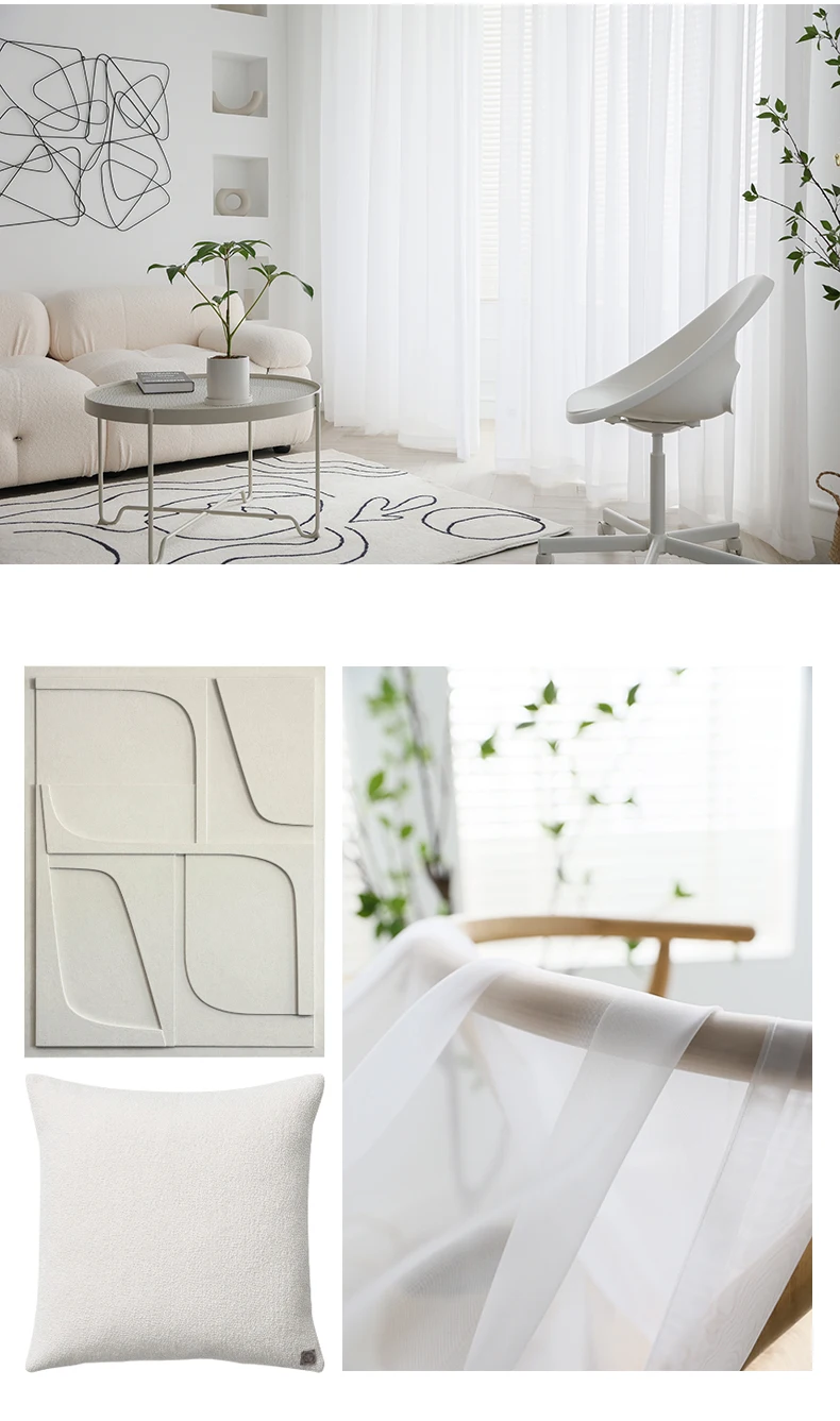 Transparente Vorhänge aus weißem Tüll für Wohnzimmer, Esszimmer, Schlafzimmer, Garn, transparent, Voile, Tür, Sichtschutz, Fenster, Blind – Detail 8