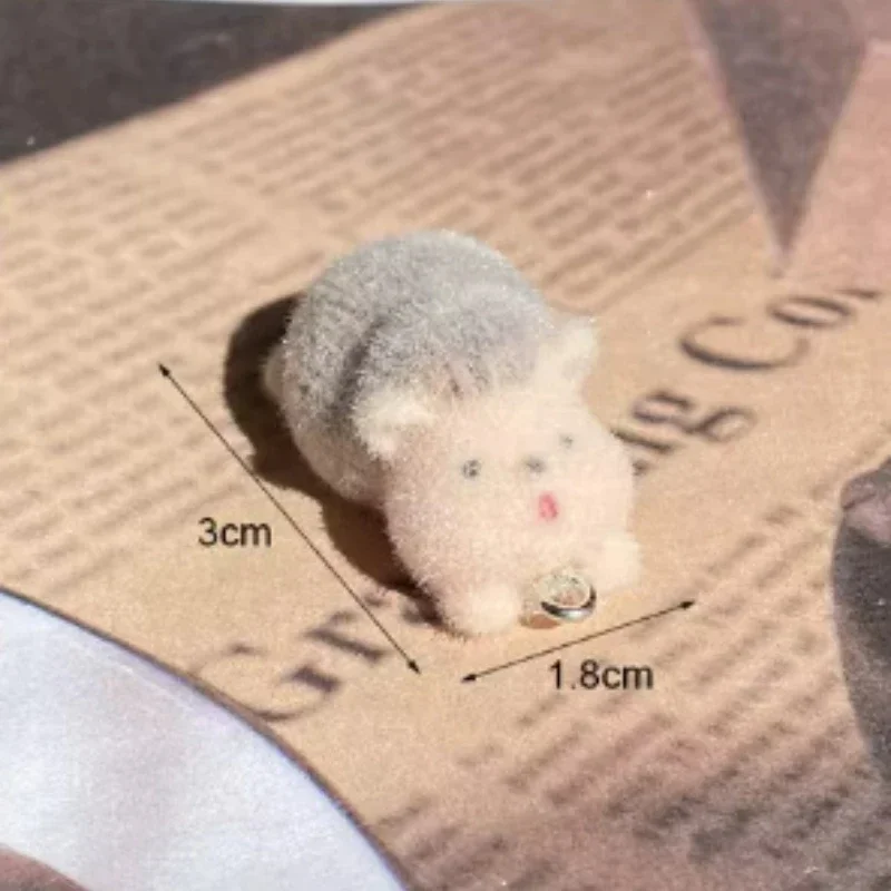 20Pcs 3D Cute Flocking Hedgehog Charms Cartoon Plush Mini Animal Resin Pendant For Bag Keychain Earrings DIY Crafts Jewelry Make