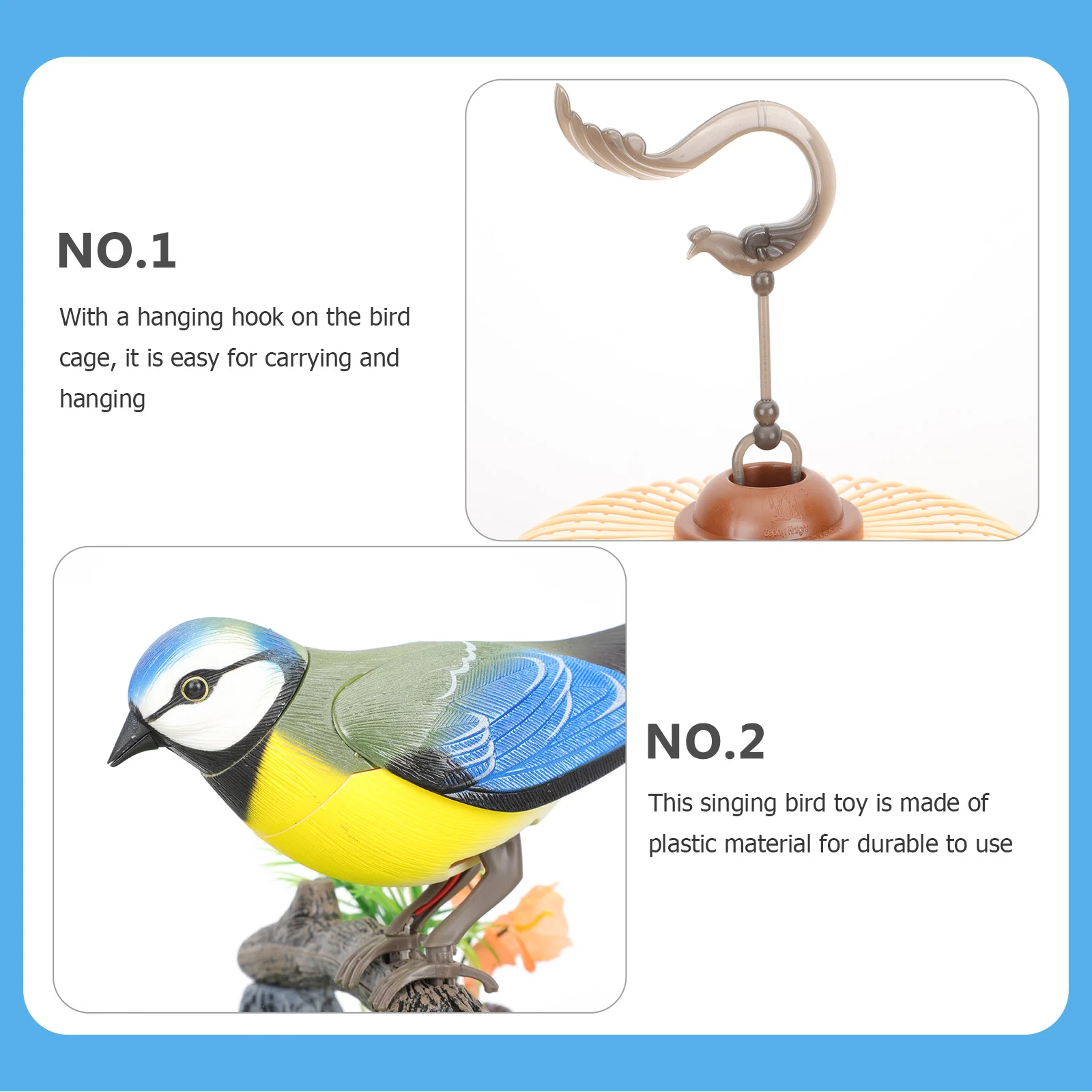 Funny Toy Acoustic Interactive Bird Cage Induction Polished Voice Control Plastic Decor