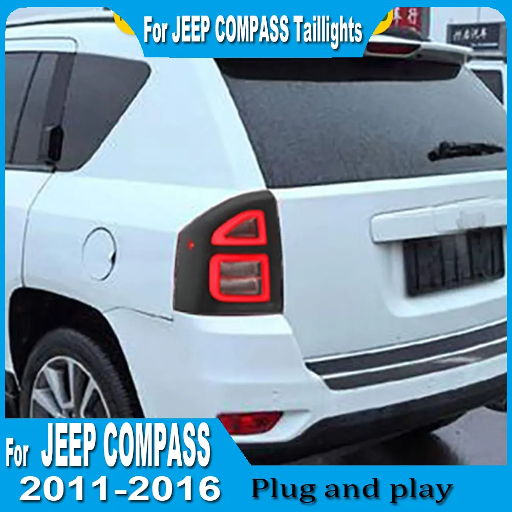 Car TailLight For Jeep Compass 2011-2016 Rear  Tail Lamp Rear Stop Brake Fog Taillamp Plug and play  Led Tail Light Assembly