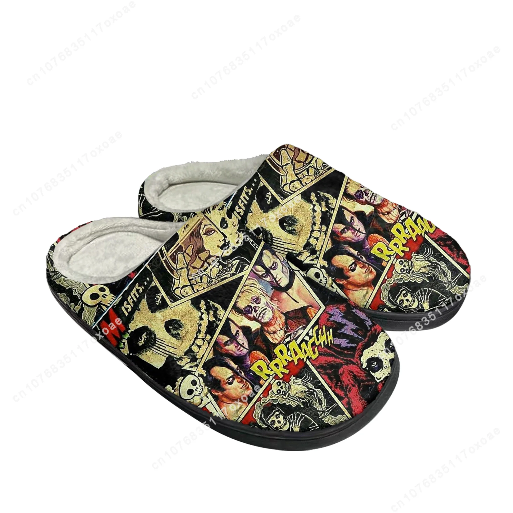 Misfits-Chinelos térmicos de algodão para homens e mulheres, sapatos personalizados, pelúcia animal, casual, casa, manter aquecido, crânio, quarto