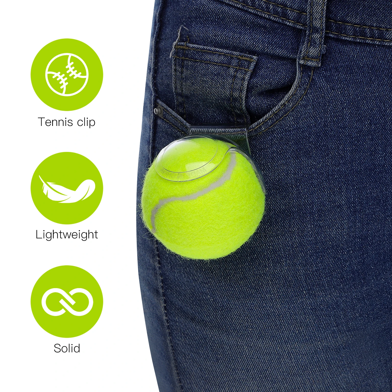 Tennis Clip ABS Material Transparent Waistband Holder Tennis Ball Holder for Court Training Sports Accessory Ball Waist Clip