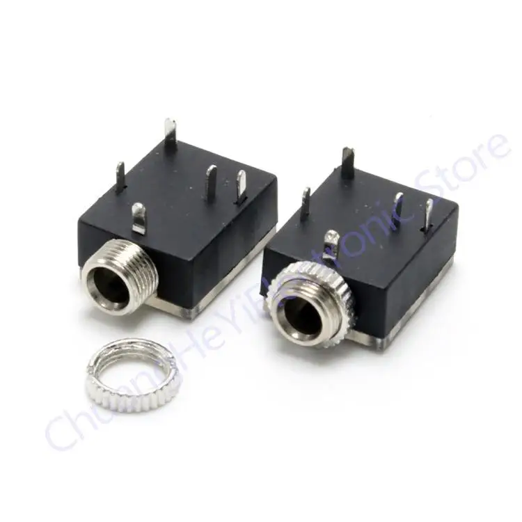 10Pcs 5 Pin 3.5mm Stereo Audio Jack Socket PCB Panel Mount for Headphone With Nut PJ-324M