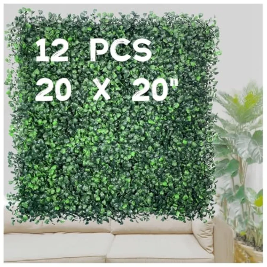 

Искусственные панели из зеленой травы для внутреннего и наружного использования, 12 шт., 20x20 см, из самшита, для создания зеленой изгороди, декор для патио, свадеб, сада