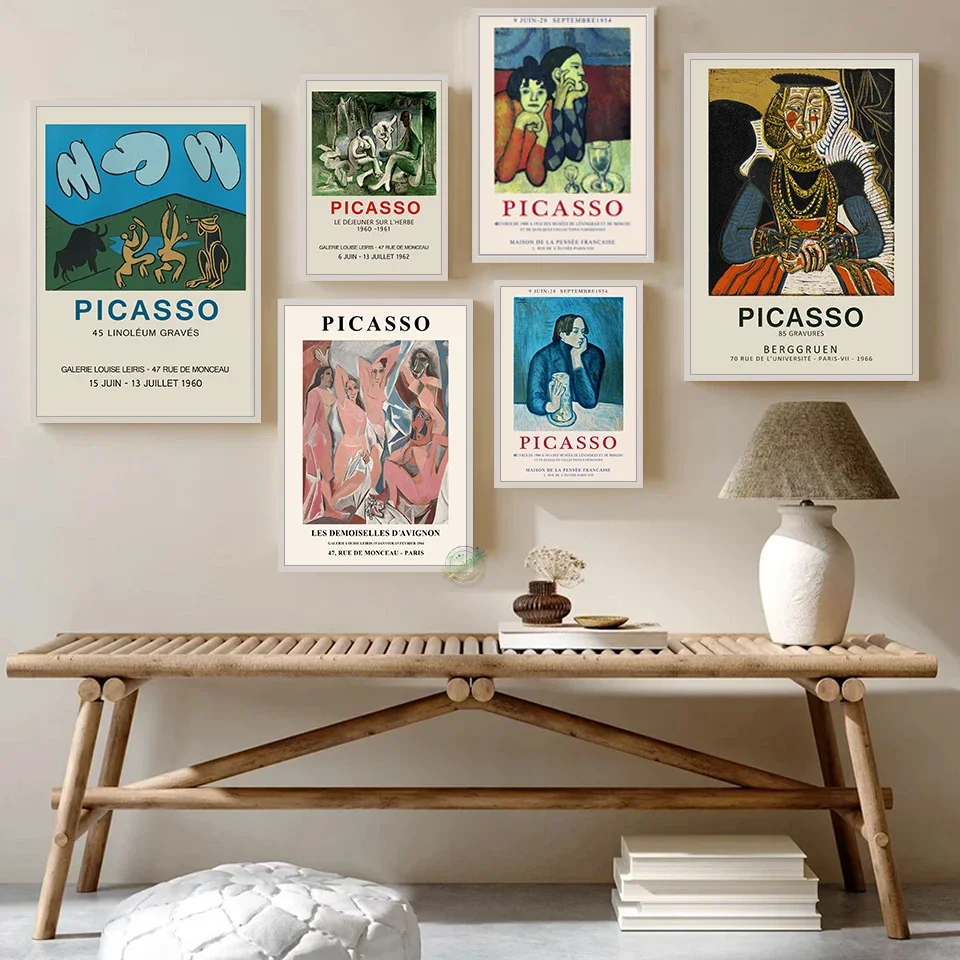 

Picasso Abstract Poster Vintage Art Les Demoiselles d'Avignon Canvas Art Prints Wall Picture Home Decor Gift Ideas