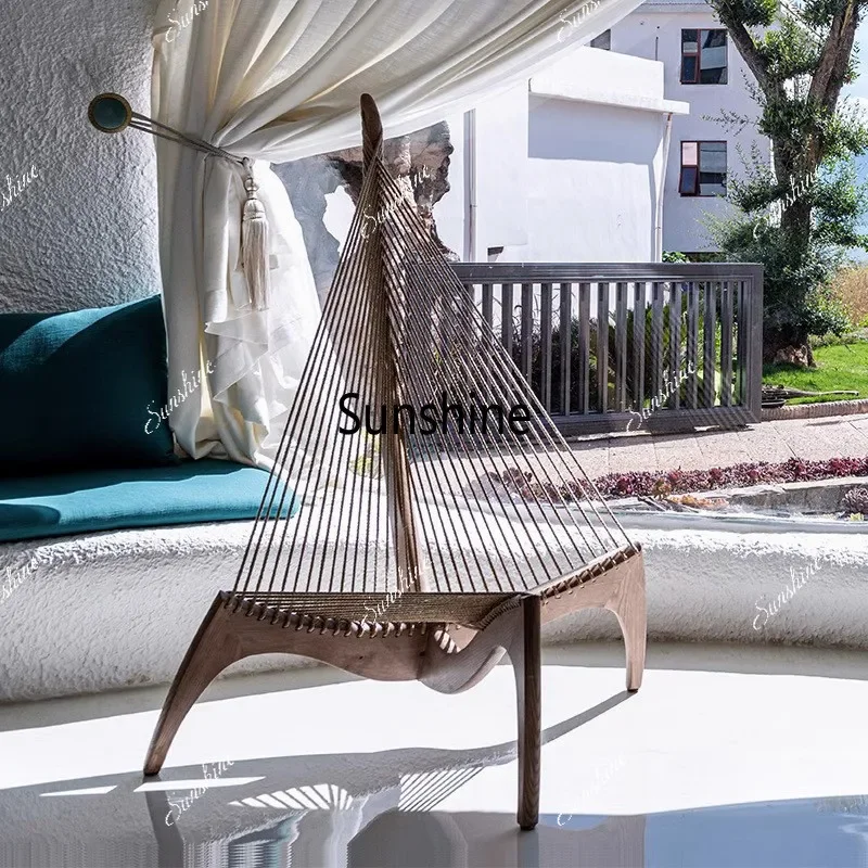 

Homestay Art Hotel Sofa Solid Wood Single Chair
