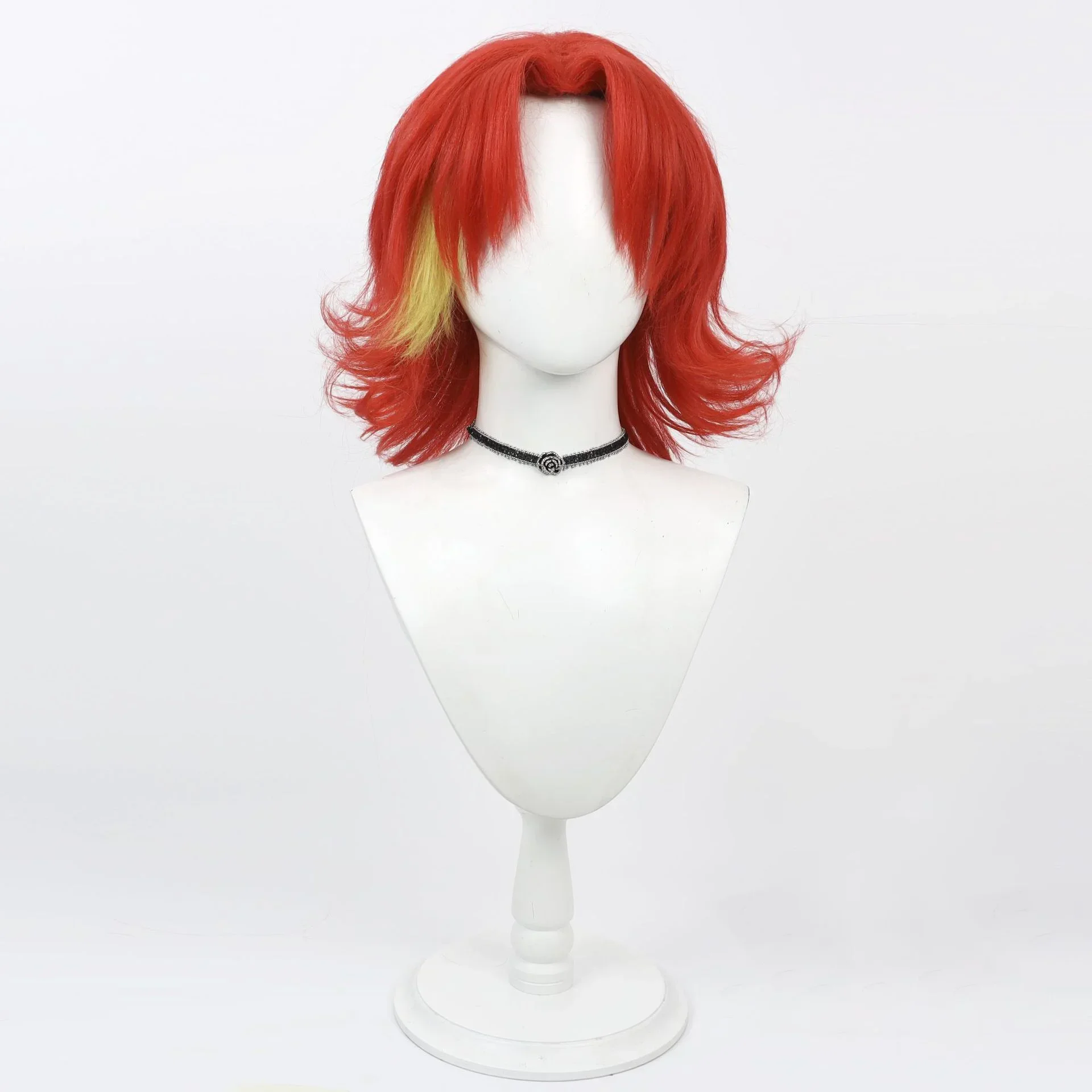 Anime Niffty Cosplay Costume Wig Adult Women Red Yellow Short Hair Heat Resistant Synthetic Wigs Accessory Halloween Party Props