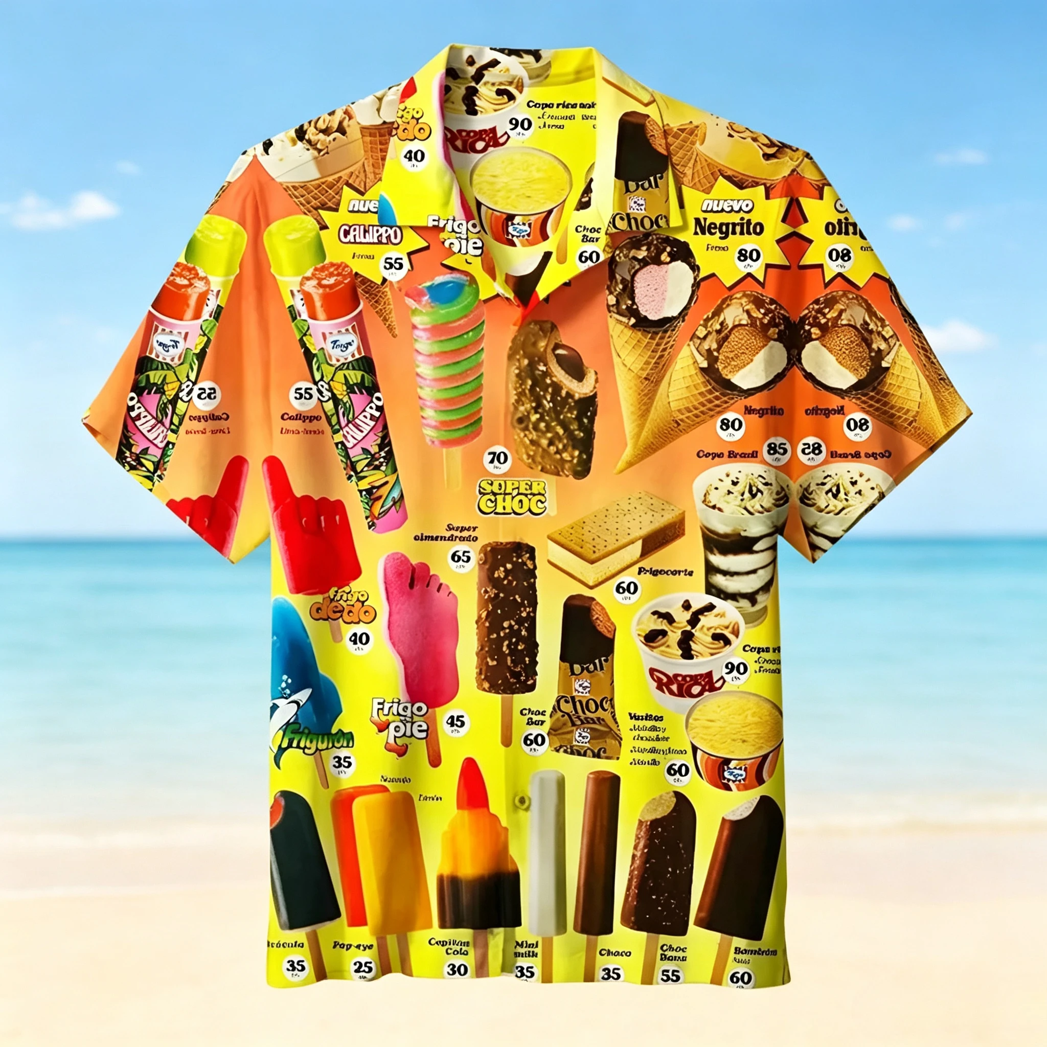 2025 Cold Ice Cream Hawaii Shirt Unisex 3D Printed Funny Popsicle Aloha Shirts Summer Short Sleeve Beach Lapel Blouse Tops