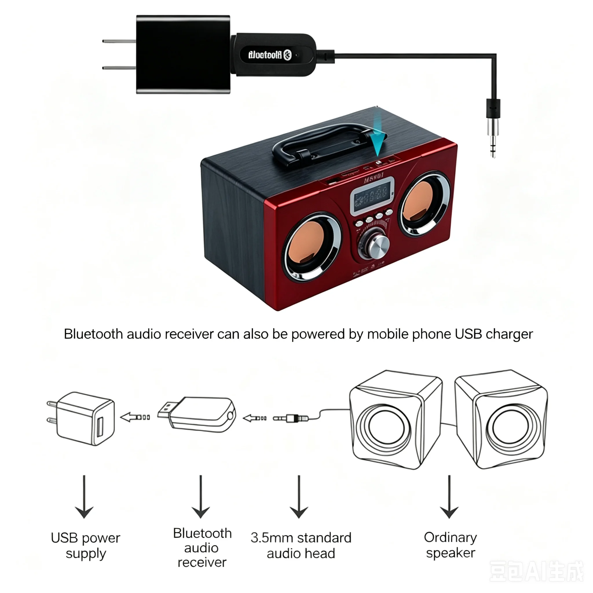 Wireless Bluetooth 3.5mm AUX USB 5.0 Adapter Mini Stereo Music Receiver for Smart Phone Car Kit - Audio Streaming