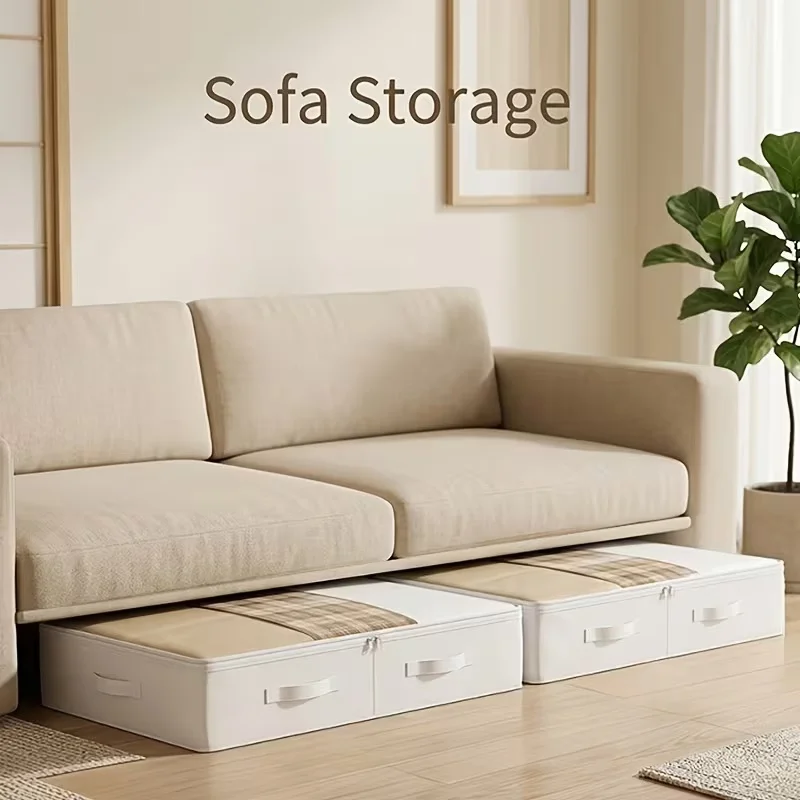 1/3 White Under-Bed Storage Box, Foldable Laundry Organizer with Durable Transparent Window, Under-Bed Style Storage Solution