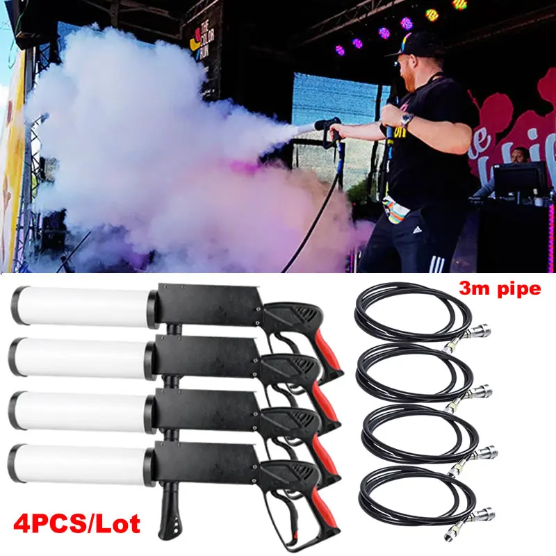 

4PCS/LOT Carbon Dioxide Gas Column Gun 3M Pipe Handheld LED CO2 Jet Fog Machine DJ Bar RGB Party Club Stage Effect Fog Smoke Gun