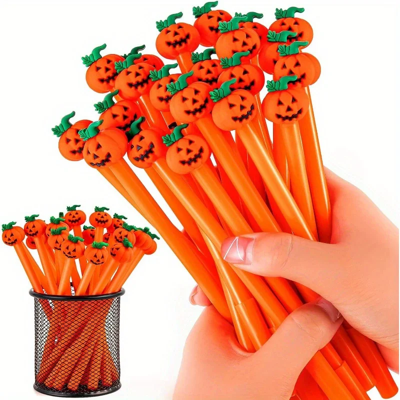

5Pcs Pumpkin Spooky Gel Pens 0.5mm Fine Point Black Ink Rollerball Pens for School Office Festival Party Favors Halloween Pens