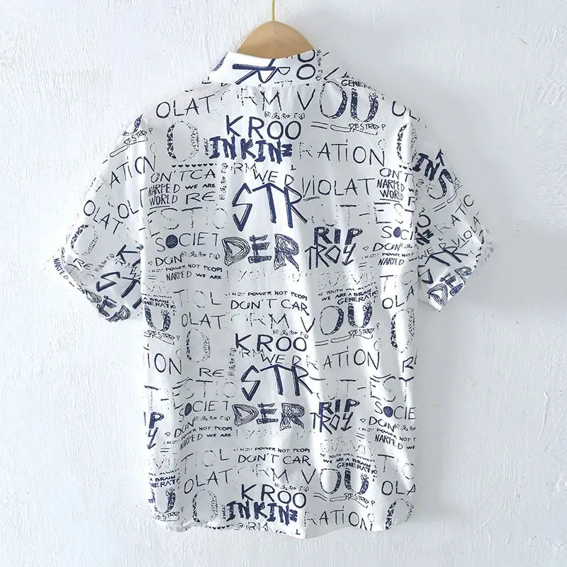 Printed Short-sleeved Shirt for Men in Summer 2025 New Trendy Versatile Loose Casual Cardigan