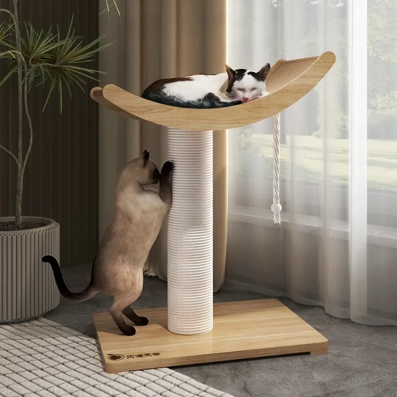 Cat Climbing Frame Solid Wood Grip and Wear Resistance Cats Nest Grinding Claw Post Cat Tower Scratcher Pet Furniture Products