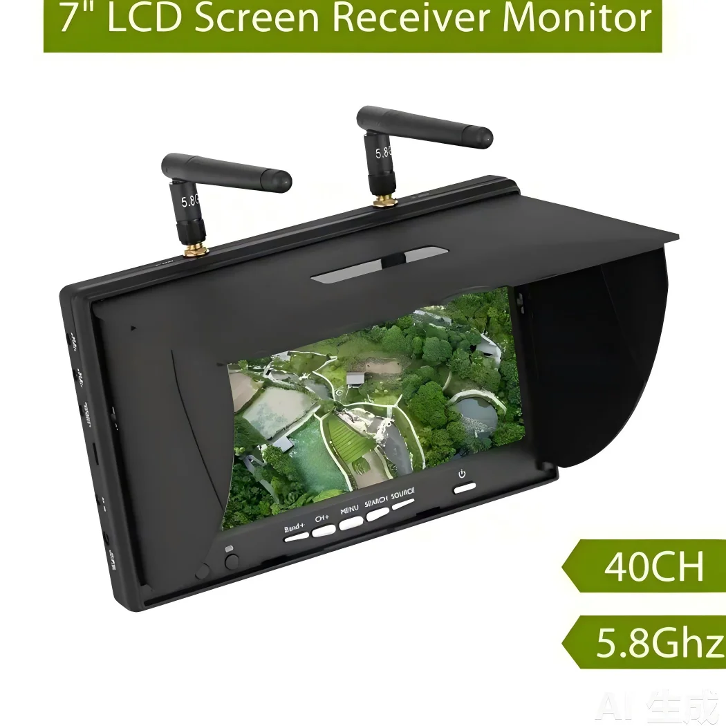 5.8G 40-канальный FPV-монитор LCD5802D 7 дюймов, разрешение 800*480, со встроенным DVR и аккумулятором, для видеосъемки на мультикоптерах, пластиковый корпус