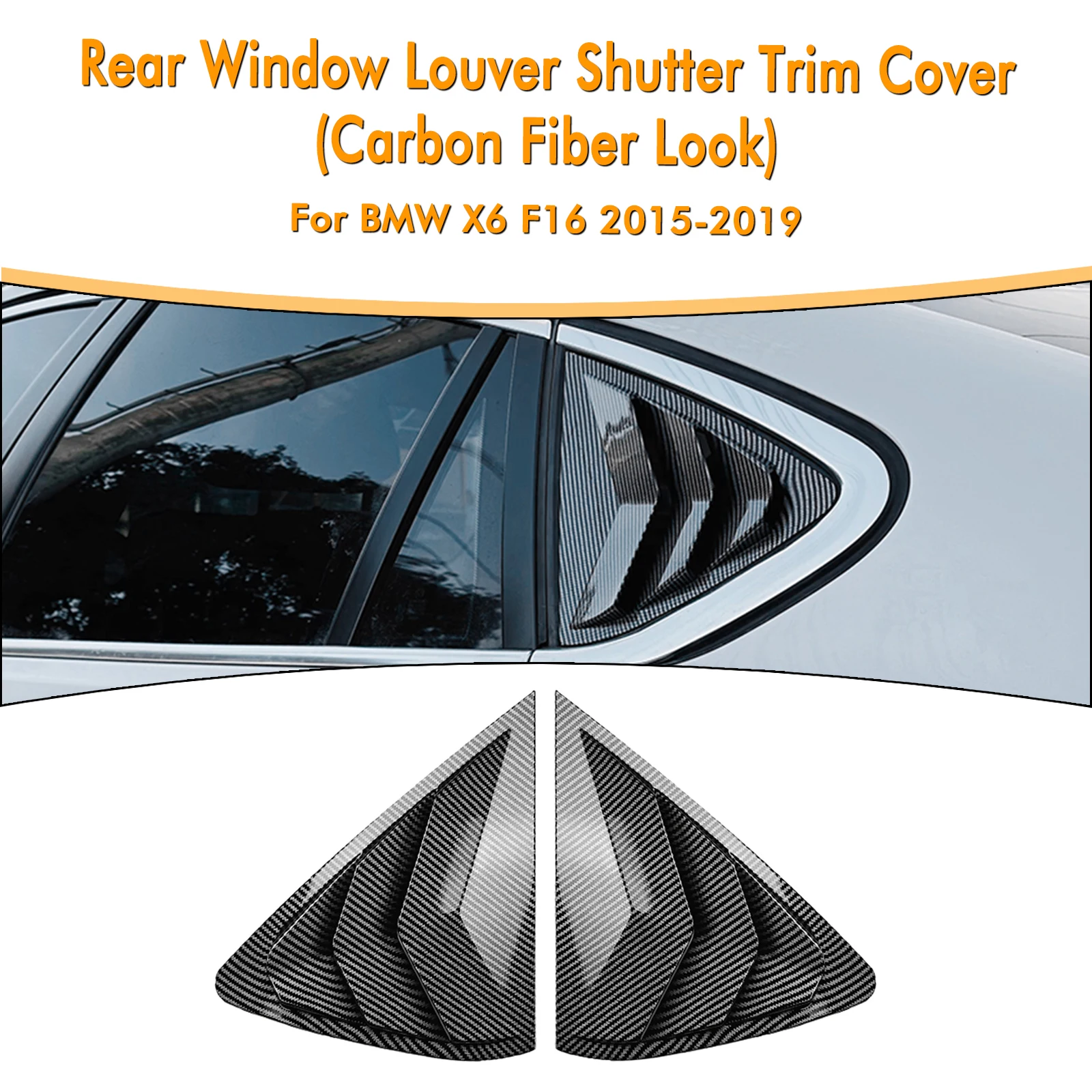 

For BMW X6 F16 X6M 2014-2020 Rear Side Window Louver Shutter Trim Cover Car Tail Windshield Shield