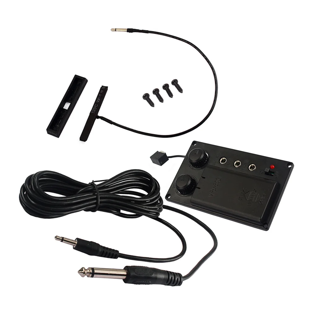 1 Set Violin Equalizer Mute Preamp Pickup EQ with Piezo Electric Violin Accessory DIY with Plug Hole Output Cable