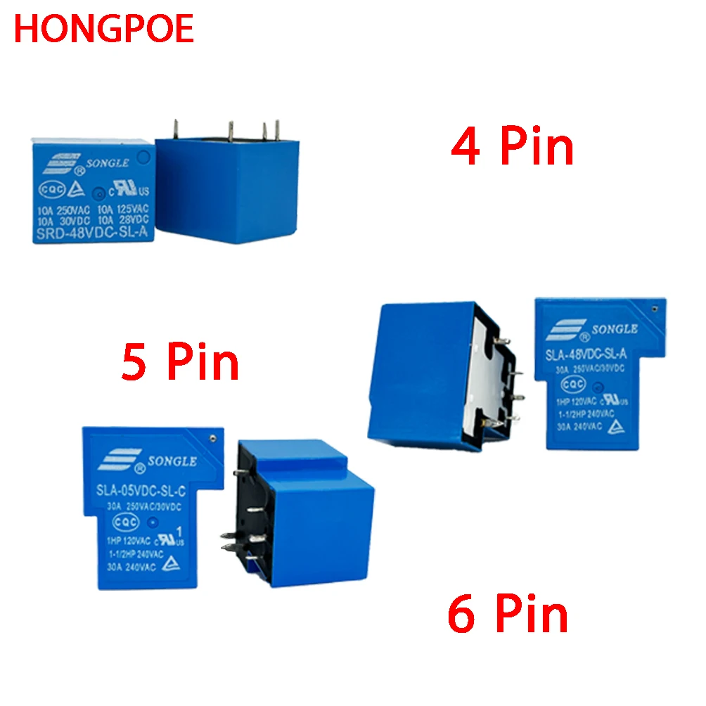 SLA series 30A miniature high-power relay,5V/9V/12V/24V/48VDC coil, 4/5/6 pins,sealed type for LED lighting power supply UPS PLC