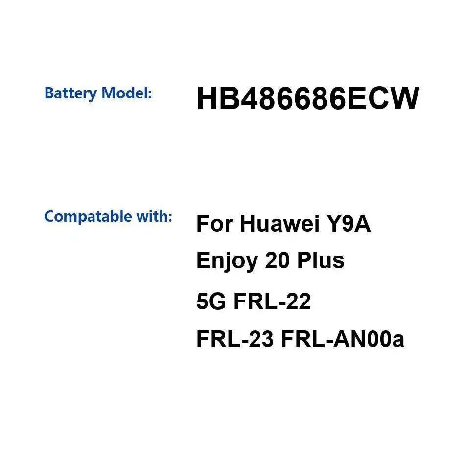 

HB486686ECW 4200 мАч, быстрая зарядка, высокая производительность для Huawei Y9A Enjoy 20 Plus 5G Frl-22 Frl-23 Frl-An00a, аккумулятор для мобильного телефона