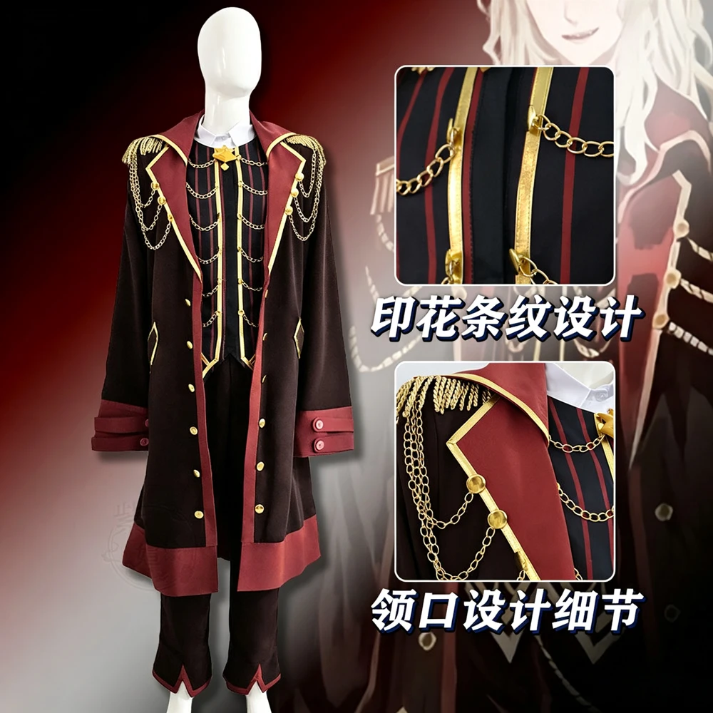 Limbus Company Don Quixote First Kindred Bloodfiend Cosplay Costume Long Coat Black Red Uniform For Men Women Halloween Party - view 2