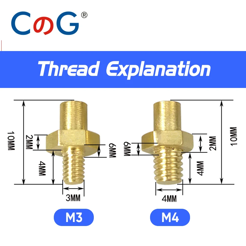 CG K/PT100 Type M3 M4 Copper Screw Thermocouple with 0.5/1/2M High Precision Waterproof PTFE Cable 3D Printer Temperature Sensor