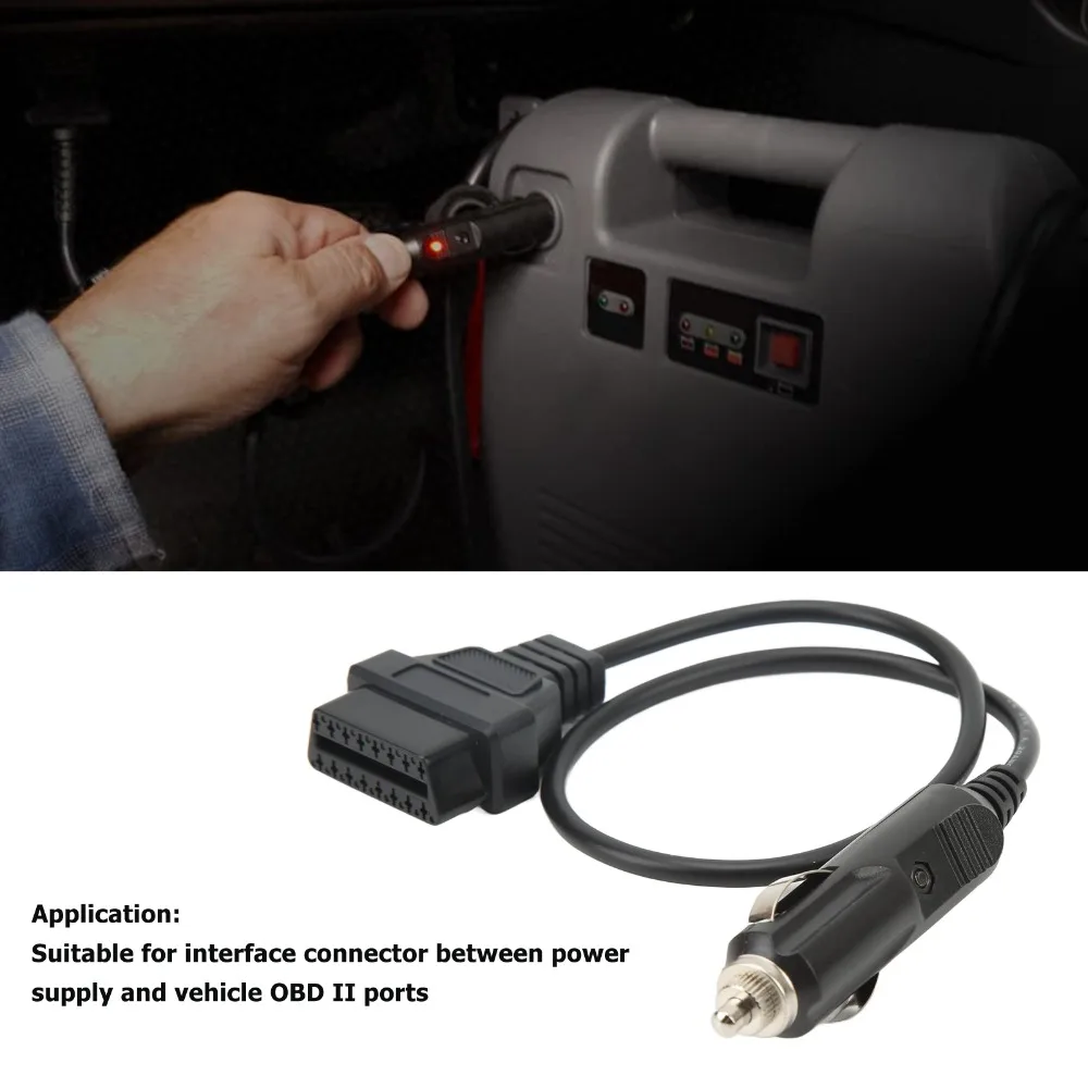 1M/3.3ft OBD2 Cable 16Pin OBD2 Female Plug-and-Play Emergency Power Supply Cable Copper Core Wire Diagnostic Adapter Cable