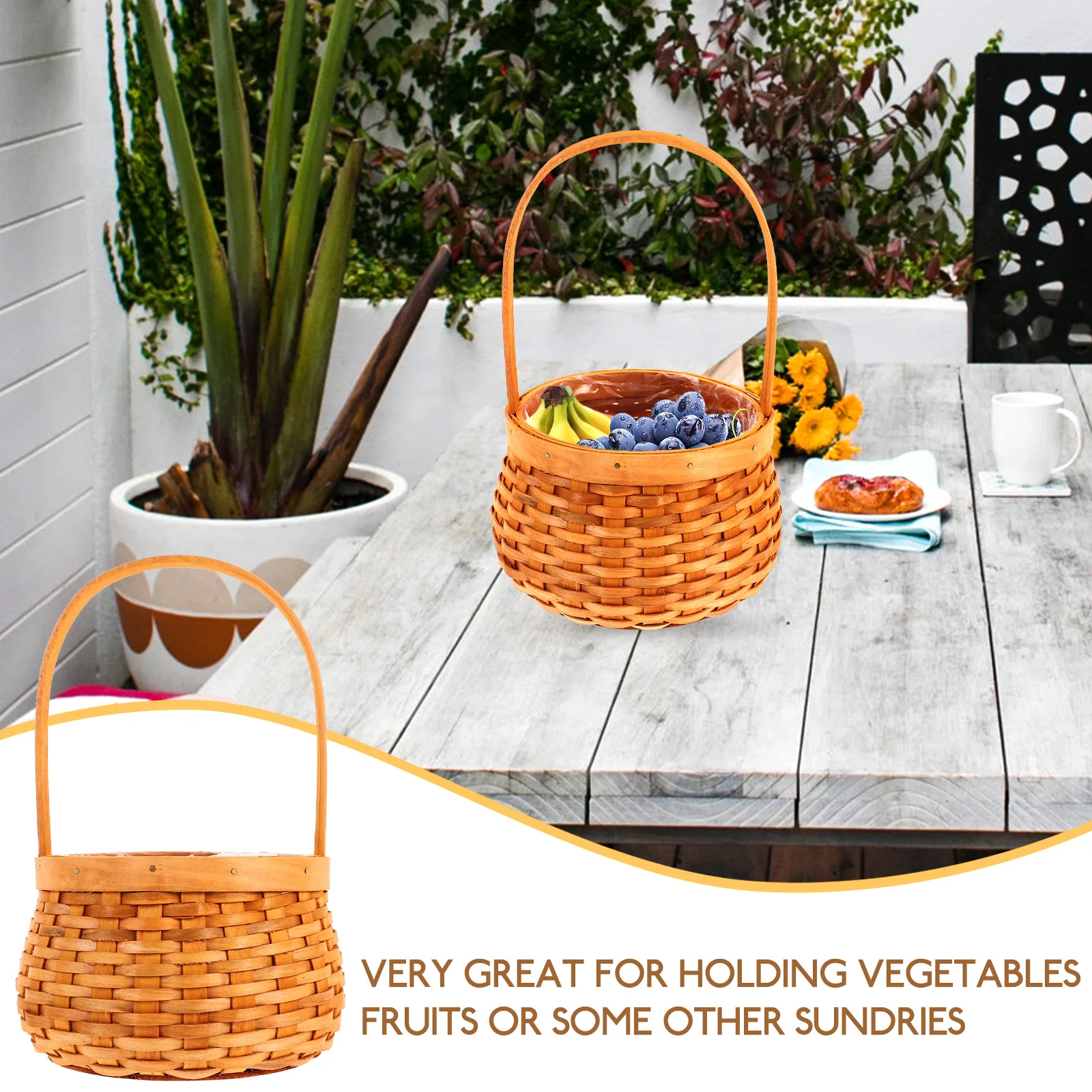 

Tiny Wicker Baskets White Wooden Hamper Storage Bins Wedding Decor Mini Handles Shallow Little Basket Weaving Portable Organizer