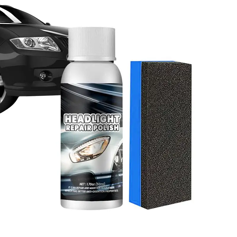 Car Headlight Restoration Polishing 50ml Headlamp Scratch Remover Repair Cleaning Paste Remove Oxidation Headlight Polish Liquid