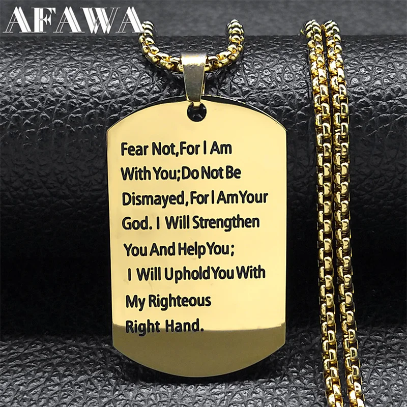 

Bible Verse Cross Dog Tag Necklace for Women Men Stainless Steel Gold Color Lord's Prayer Chain Necklaces Jewelry colar N7419S02