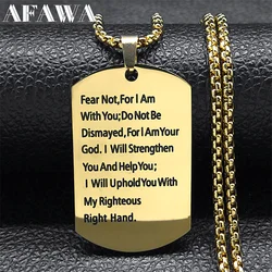 Bible Verse Cross Dog Tag Necklace for Women Men Stainless Steel Gold Color Lord's Prayer Chain Necklaces Jewelry colar N7419S02