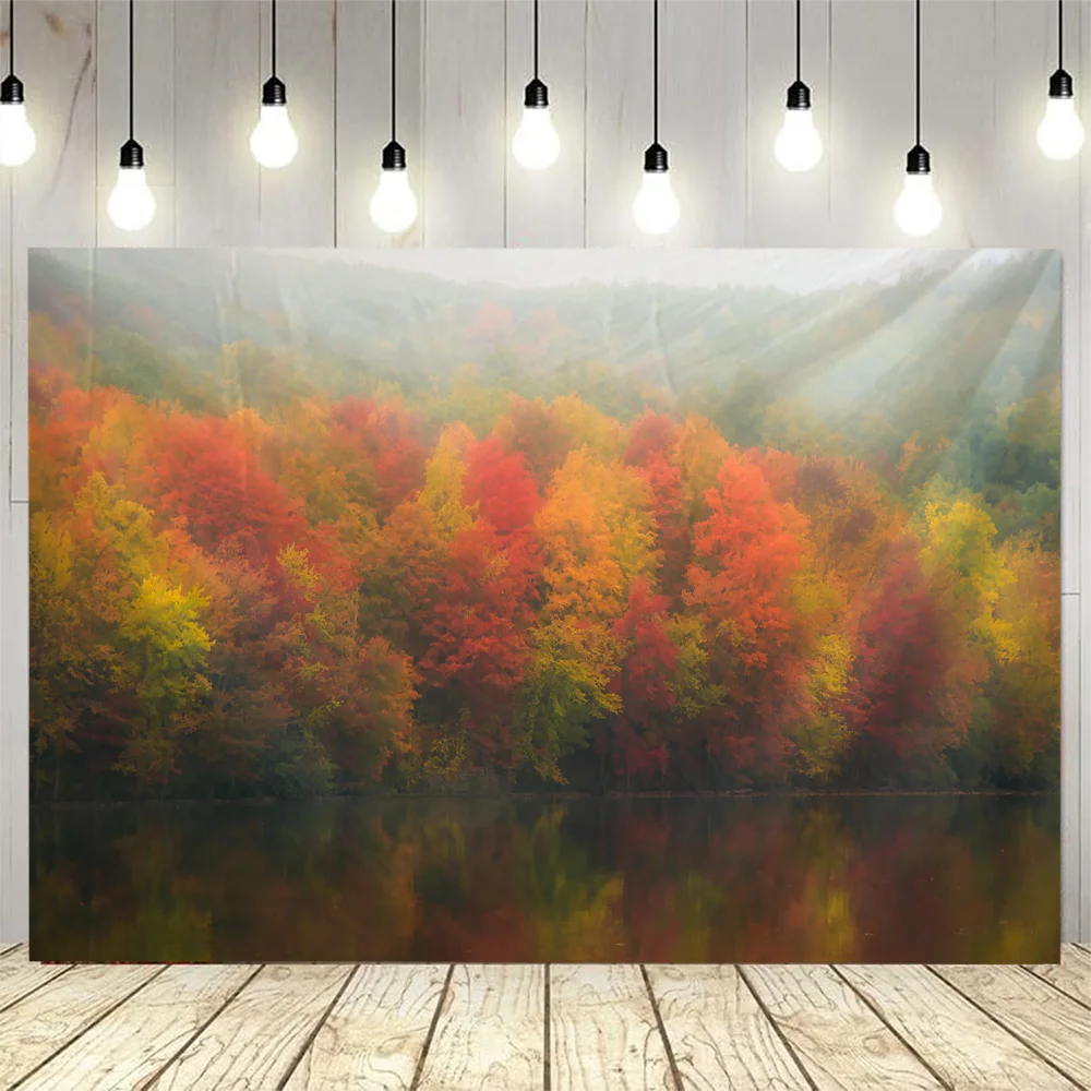 Tapiz de cielo de bosque rojo, cascada de jungla, colgante de pared, decoración artística bohemia para el hogar, Mural de tela, póster de fondo