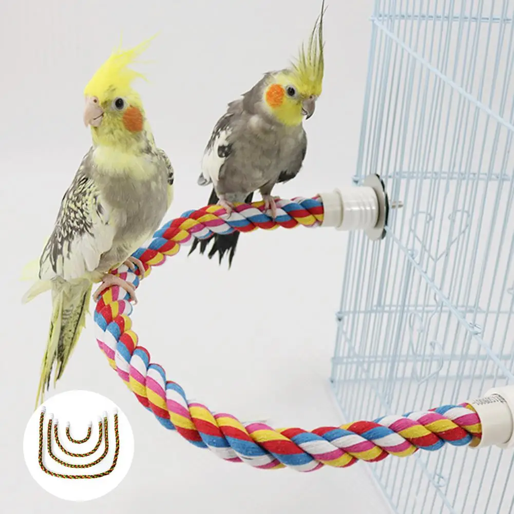 

Parrot Cage Cotton Rope Toy Multi-color Paw Grinding Bendable Pet Bird Standing Stick Exercise Perches Toy for Budgies Parakeet