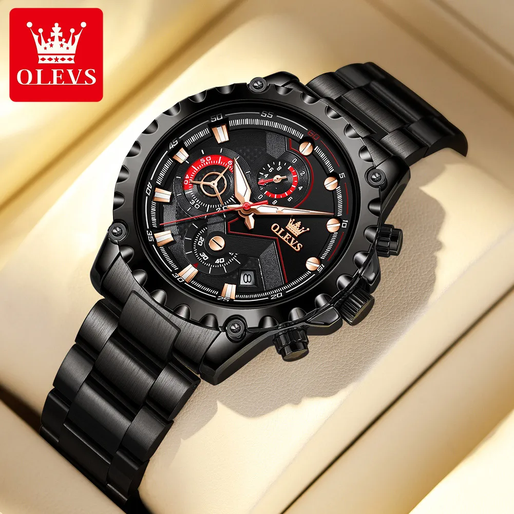 

OLEVS 2873 Original Men's Watches Top Brand Luxury Waterproof Stainless Steel Quartz Watches for Men Auto Date Chronograph Watch