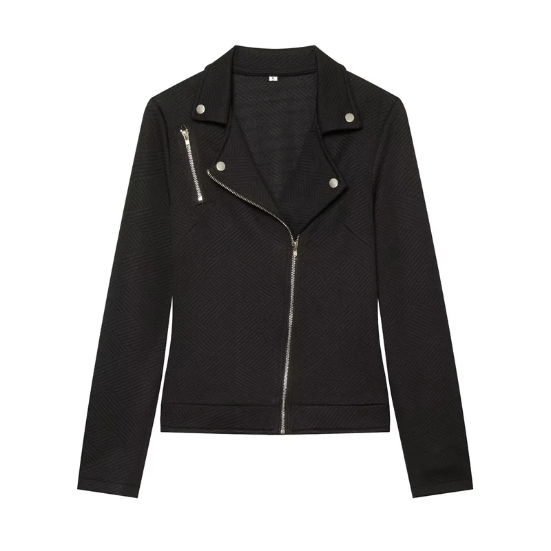 Women s Jacket 2026 Fall New Black Long Sleeve European and American Style Zipper Decorative Slim Fit Minimalist Outfit Parka