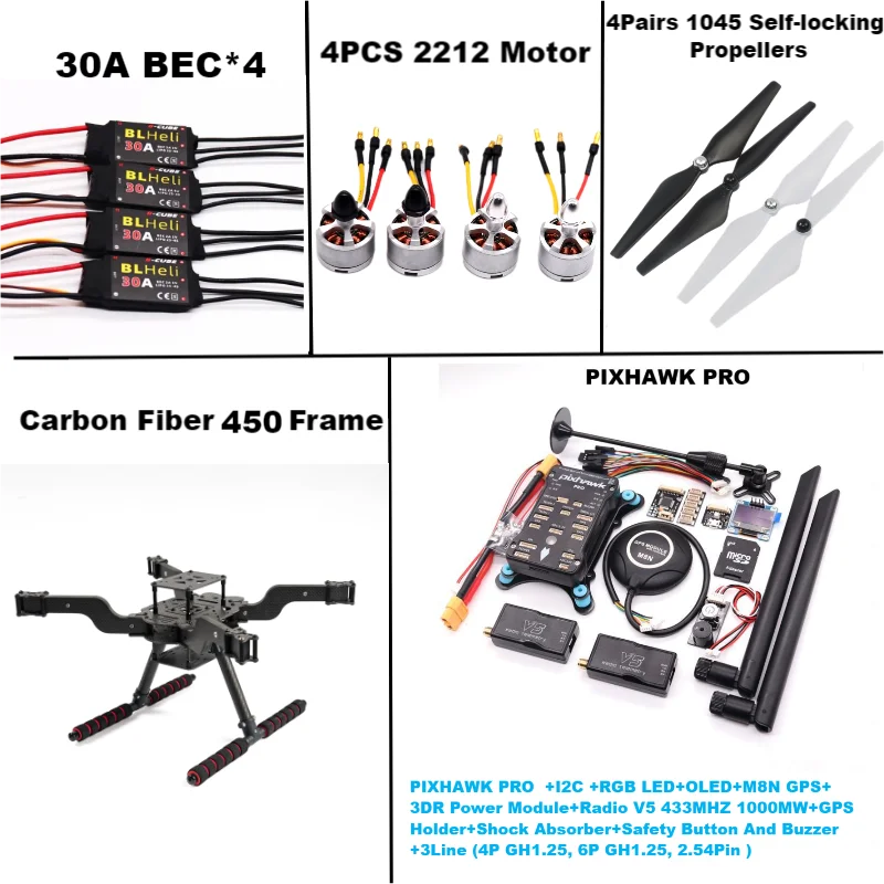 Rctosky FLY450 PRO M8N/M9N/M10 open-source new intelligent drone quadcopter BLHELI 30A 2212 motor ESC