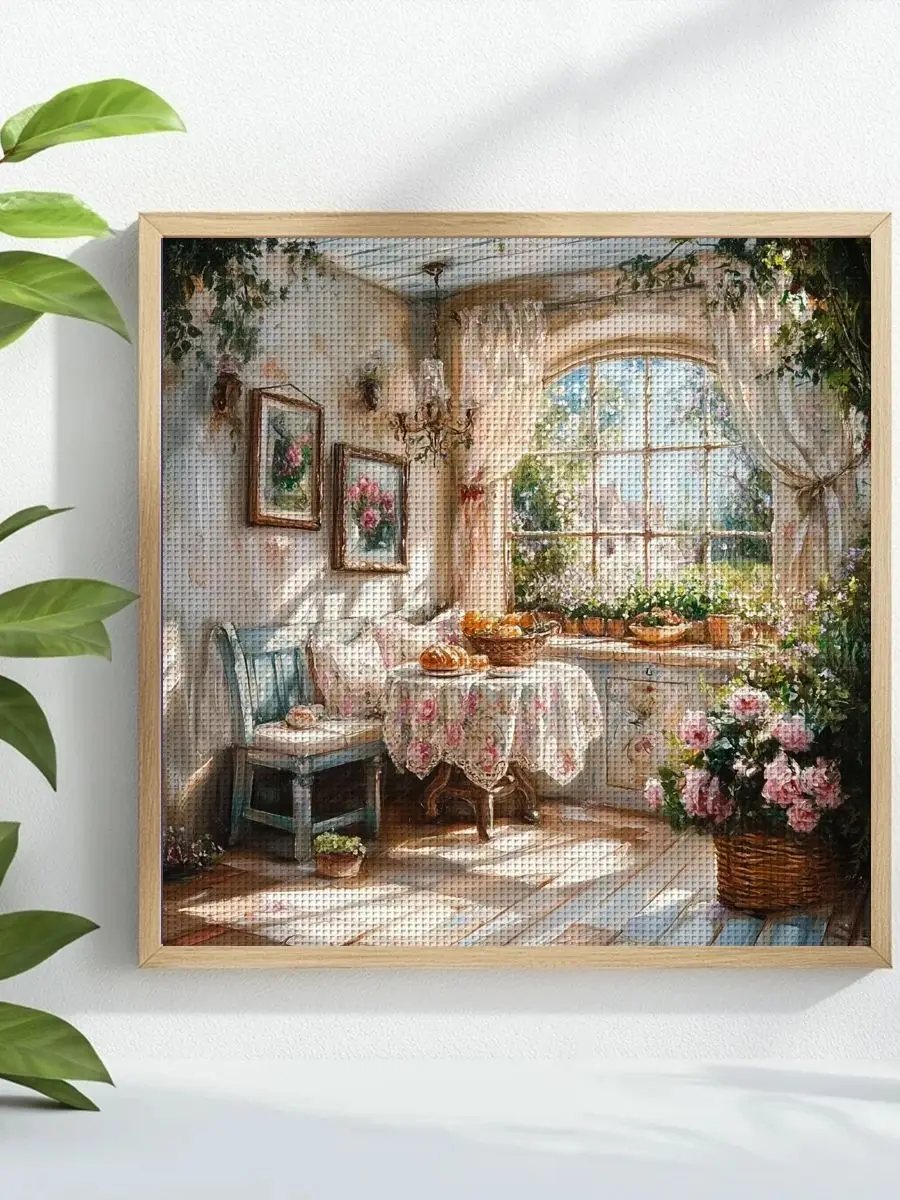 1 Stück 40x40 cm/15,74 Zoll Schlafzimmer Gestempeltes Kreuzstich-Set DIY-Kit 11CT/14CT DIY-Stickset Kreuzstich-Set Neuheit – Detail 1