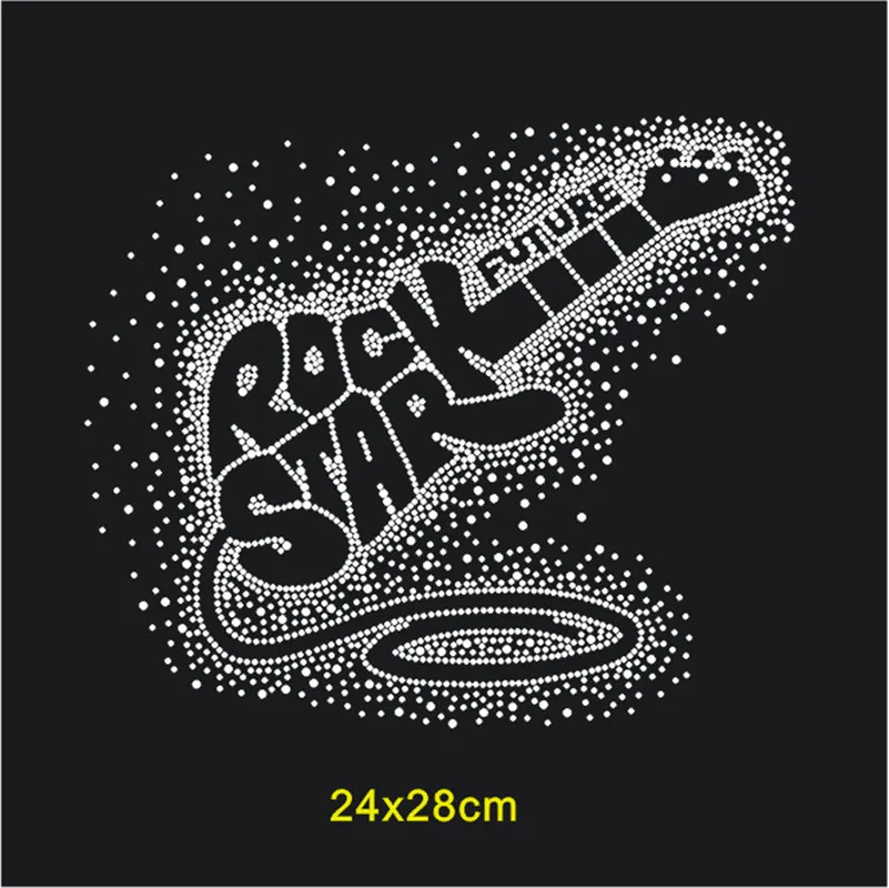 

Guitar sticker Hot Fix Rhinestones motif crystal rhinestone strass iron on Transfer applique patch for shirt coat