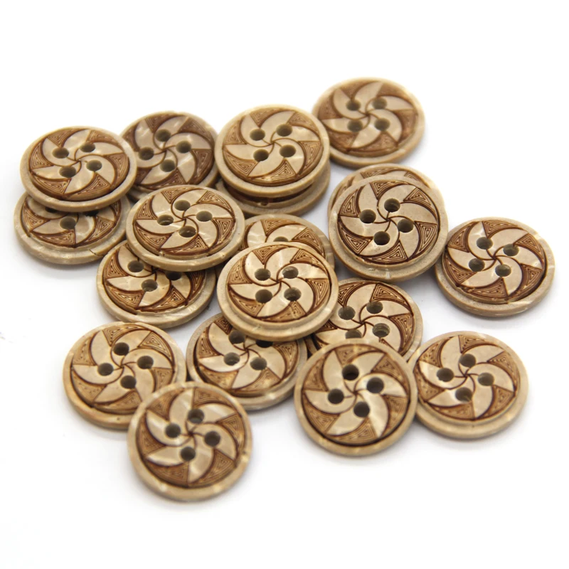 Natural Eco-friendly Windmill Carved Wooden Sewing Buttons For Children Scrapbooking Wood Decorative DIY Accessories Wholesale