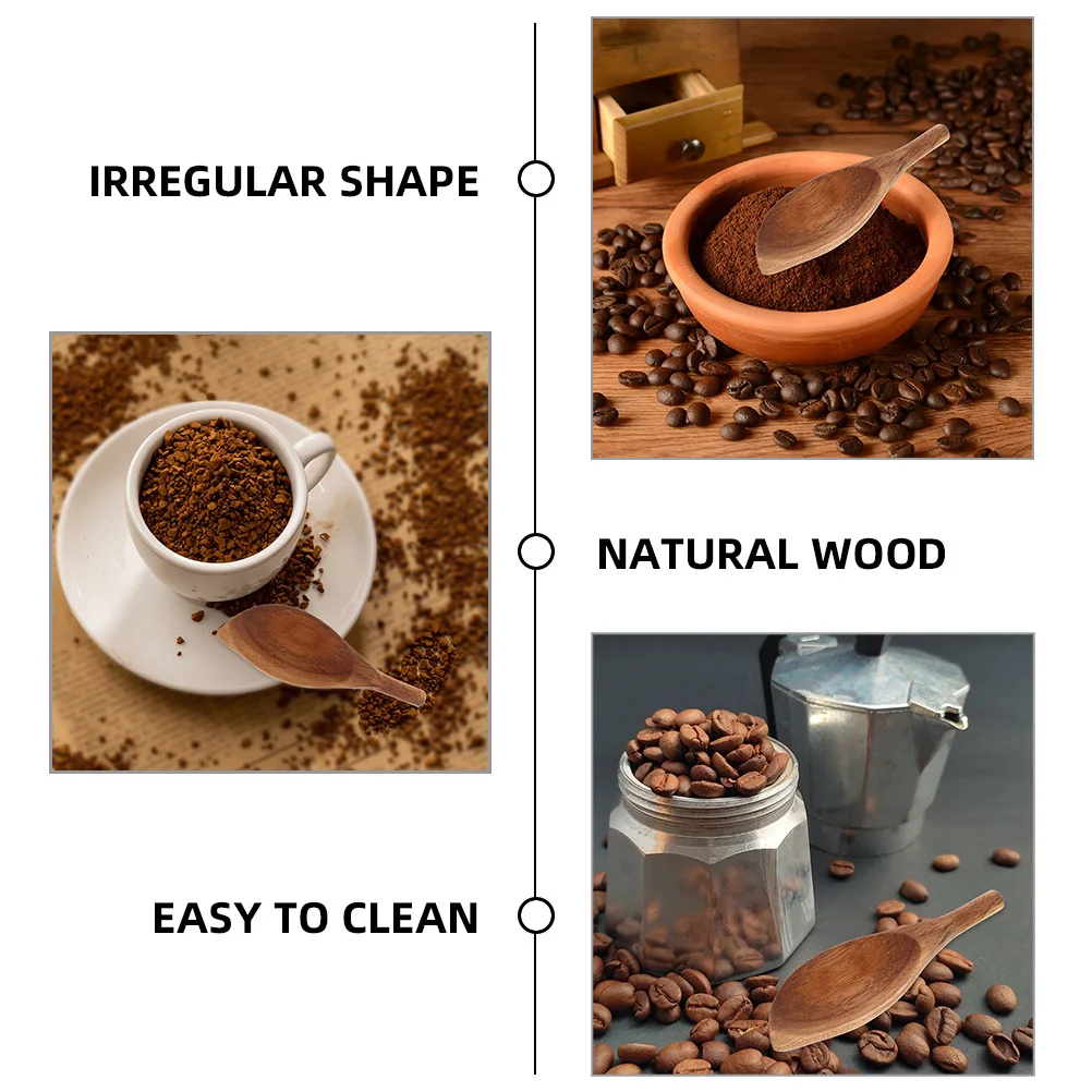 

2Pcs Irregular Wooden Coffee Bean Scoop Natural Wood Coffee Powder Spoon Lightweight Practical Kitchen Scooping Tool
