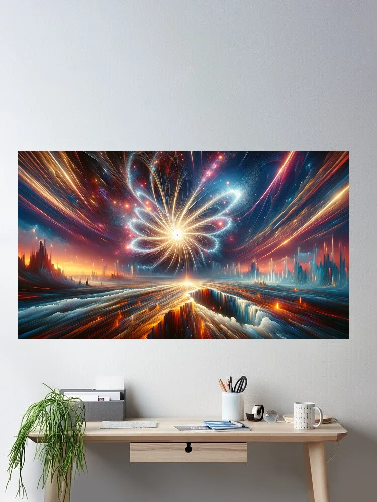 Hypnotic Quasar Burst Art Print Canvas Poster, Living Room Decor, Home Wall Picture