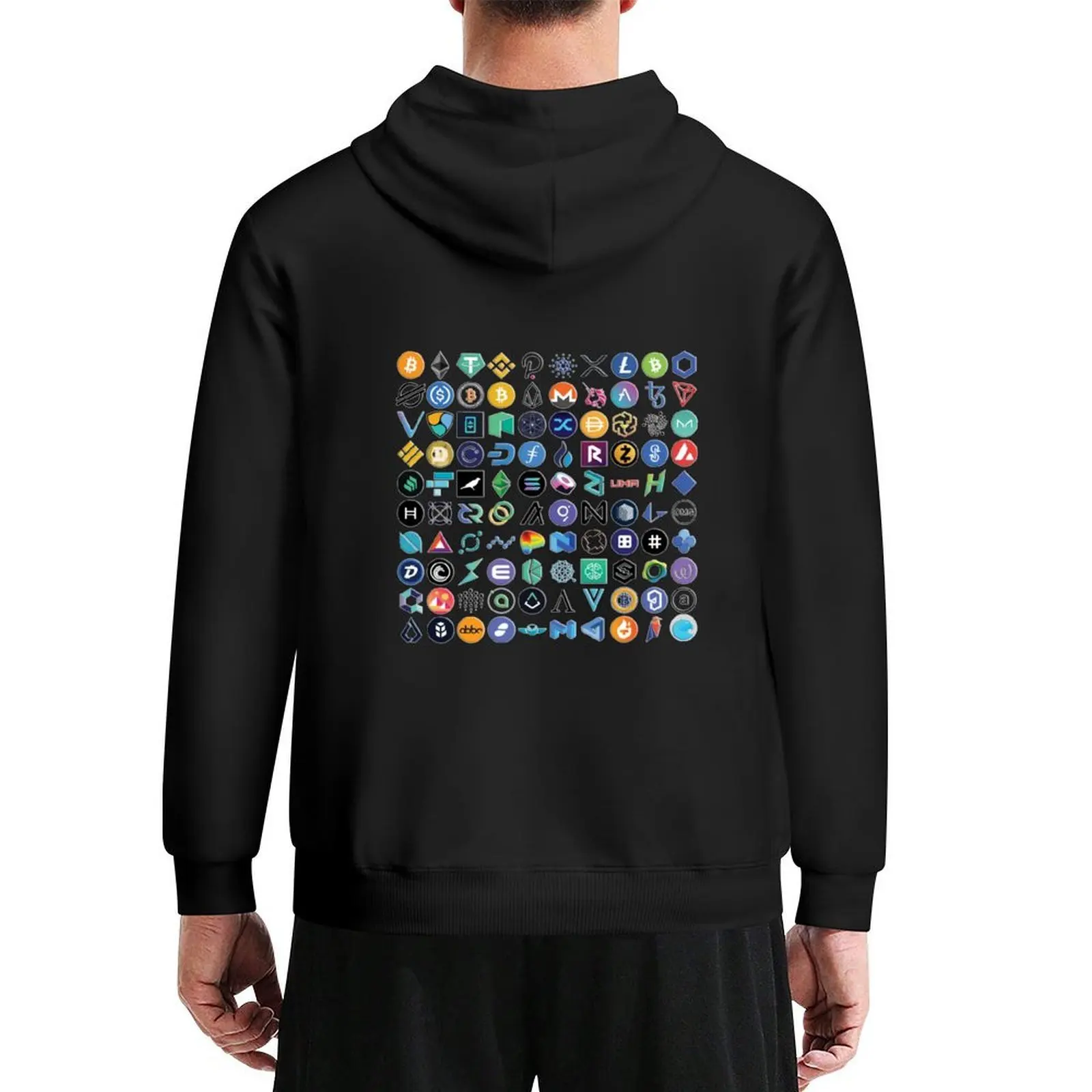 

Crypto Logos 3D on Black Hoodie fashion men korean autumn clothes korean style clothes japanese style hoodie streetwear