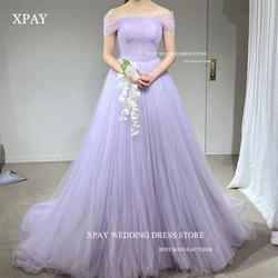 XPAY Fairy Lavender Tulle Korea Wedding Dresses For Photo shoot Off the Shoulder Garden Bridal Gowns Evening Prom Party Dress