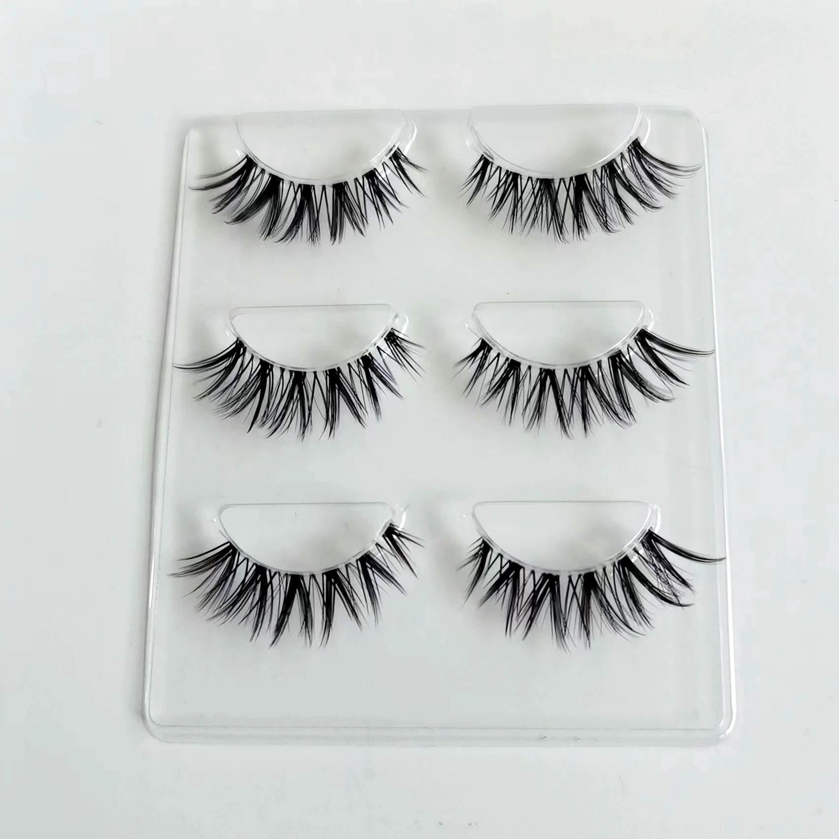 NEW 3pairs Mink Lashes 3D Mink Eyelashes Invisible Band Natural Black Mink False Eyelash Full Strip cilios Reusable