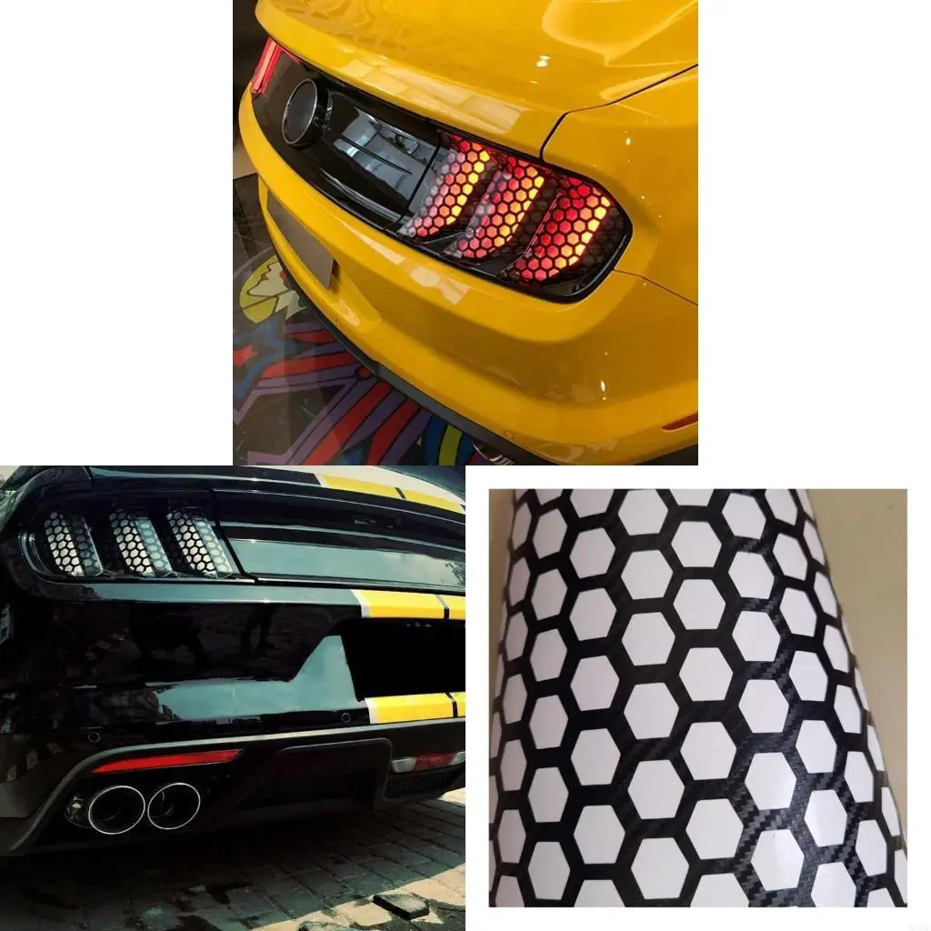 6XDF Universal Car Tail Light Stickers for Both Left and Right Sides Honeycomb