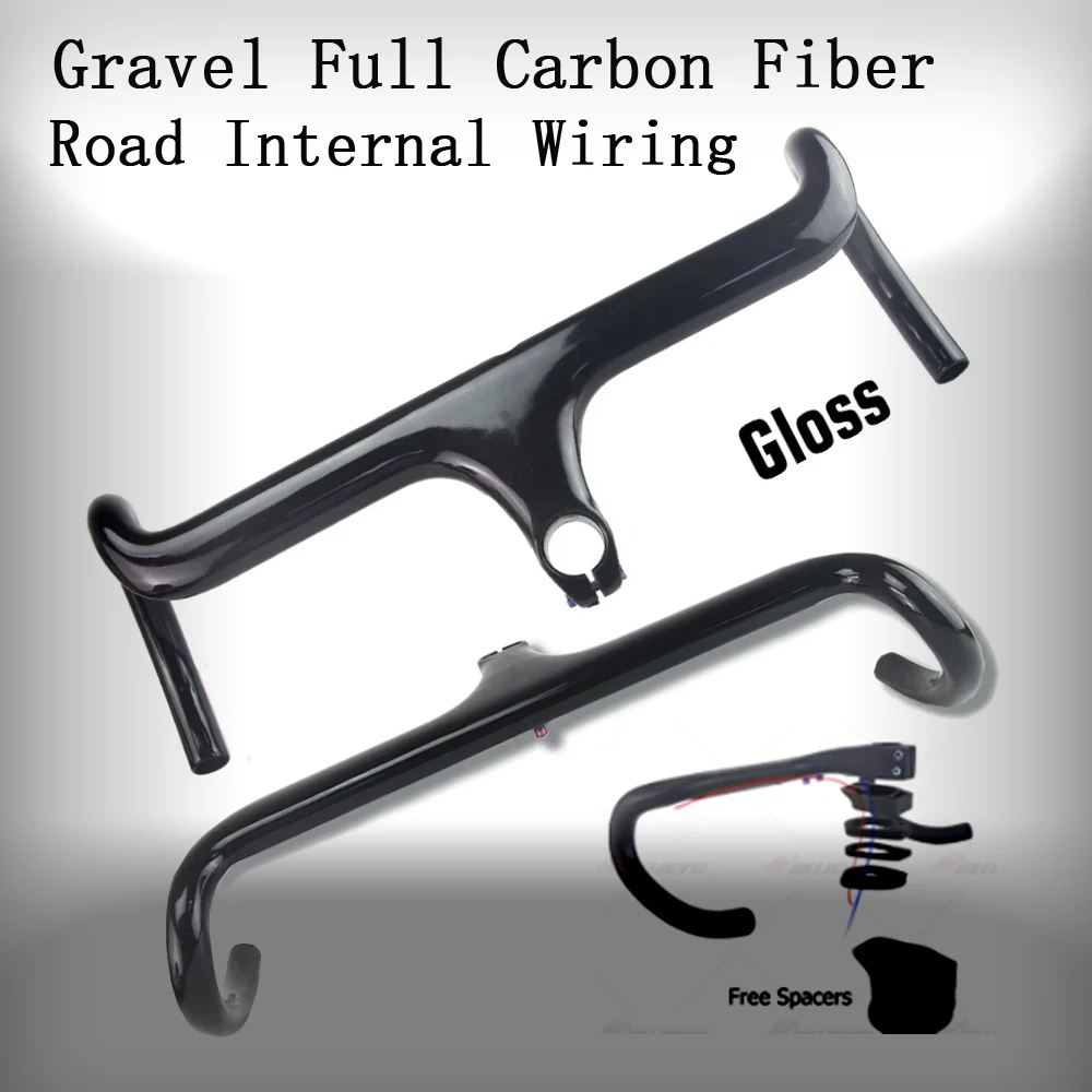 

Full Carbon Fiber All Road Internal Wiring Integrated Gravel Handlebar For 28.6mm Fork Tube with Spacers